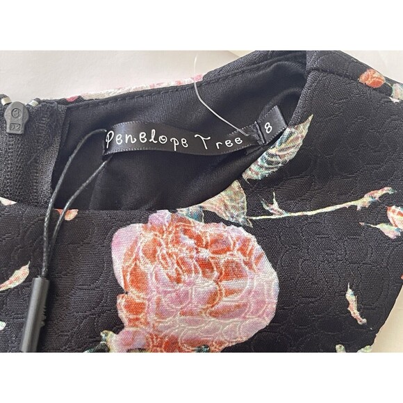 Penelope Tree Floral Black Pink Crop Zip Top Size Small - Picture 9 of 10